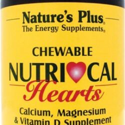Nature's Plus Nutri-Cal Hearts Mastigável - 120 Tabletes Mastigáveis com Cálcio, Magnésio e Vitamina D