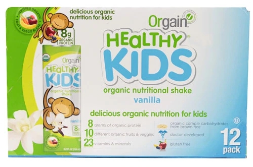 Orgain Healthy Kids® Shake Nutricional Orgânico Baunilha - 12 Unidades (237ml cada)