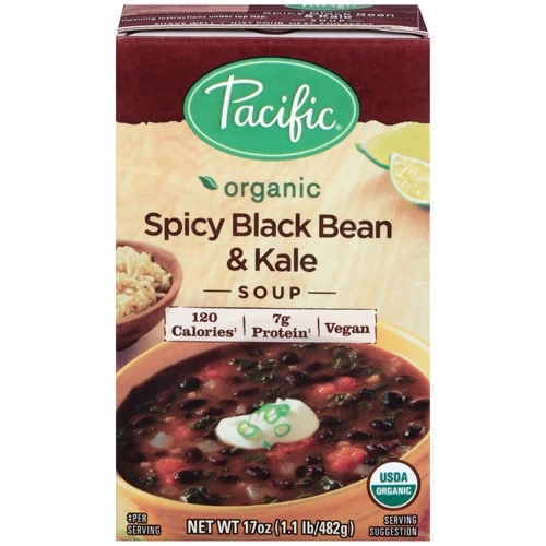 Pacific Foods Sopa Orgânica de Feijão Preto e Couve Picante - 482g (17 oz)