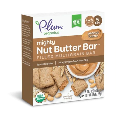 Plum Organics Mighty Nut Butter Bar Peanut Butter -- 0.67 oz Each / Pack of 5