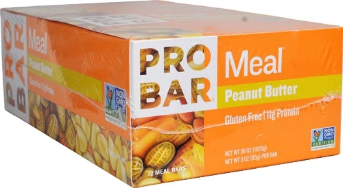 ProBar Meal® Barra de Proteína Sabor Manteiga de Amendoim - Pacote com 12 Unidades (Total 1.1kg)