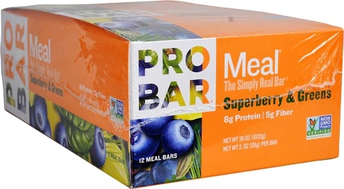 ProBar Meal Superberry & Greens - 12 Barras Energéticas Nutritivas