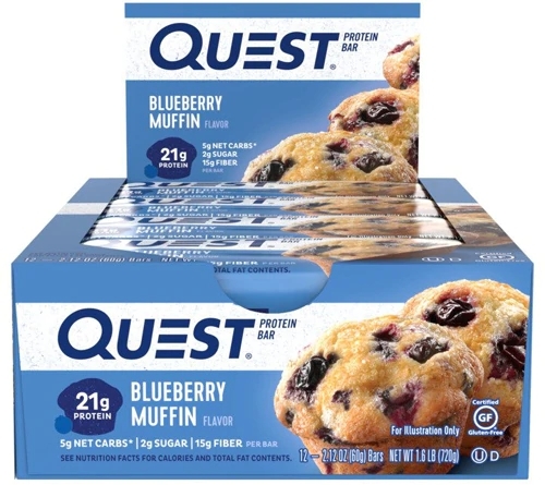 Quest Nutrition QuestBar Protein Bar Blueberry Muffin - Caixa com 12 Barras (Aprox. 630g)