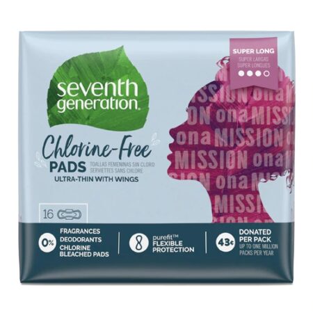 Seventh Generation Chlorine Free Ultra-Thin Pads Super Long With Wings -- 16 Pads