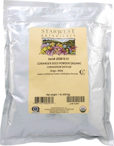 Pó de Semente de Coentro Orgânico Starwest Botanicals - 454g (1 lb) - Pureza Certificada