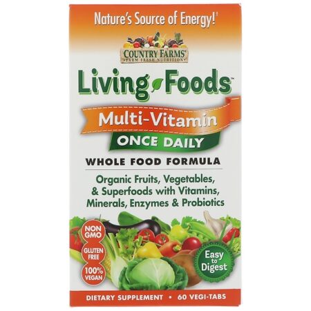 Country Farms, Living Foods, Multivitamínico Diário, 60 Comprimidos Vegetarianos