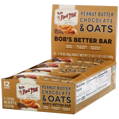 Bob's Red Mill, Bob's Better Bar, Peanut Butter Chocolate & Oats, 12 Bars, 1.76 oz (50 g) Each