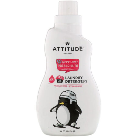 ATTITUDE, Little Ones, Laundry Detergent, Fragrance-Free, 33.8 fl oz (1 l)