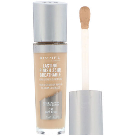 Rimmel London, Base de uso prolongado respirável Lasting Finish 25H, 200 Bege suave, 30 ml