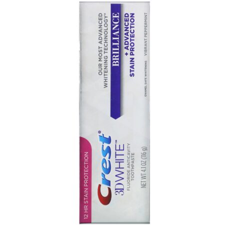 Crest, 3D White, Brilliance Toothpaste, Vibrant Peppermint, 4.1 oz (116 g) - Image 2