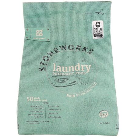 Grab Green, Stoneworks, Cápsulas de Detergente de Roupas, Chuva, 50 Cargas, 1,65 lbs (750 g)