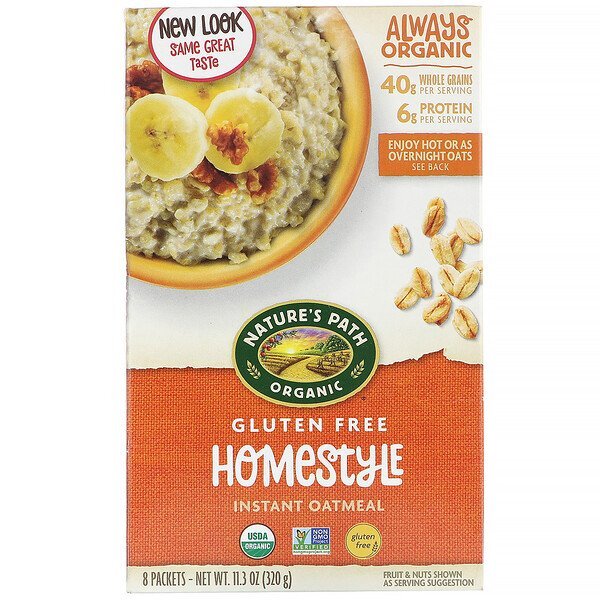 Nature's Path, Mingau de Aveia Instantâneo e Orgânico, Caseiro, 8 Envelopes, 320 g (11,3 oz)