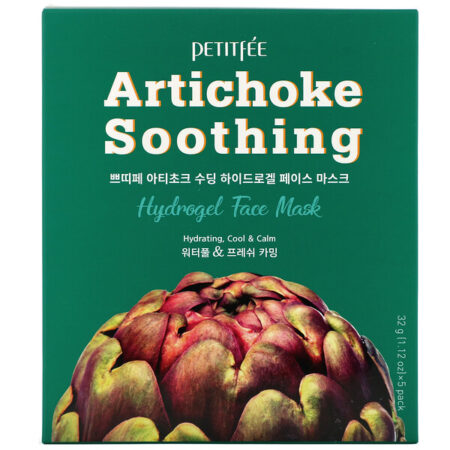 Petitfee, Artichoke Soothing, Hydrogel Face Mask, 5 Sheets, 1.12 oz (32 g) Each