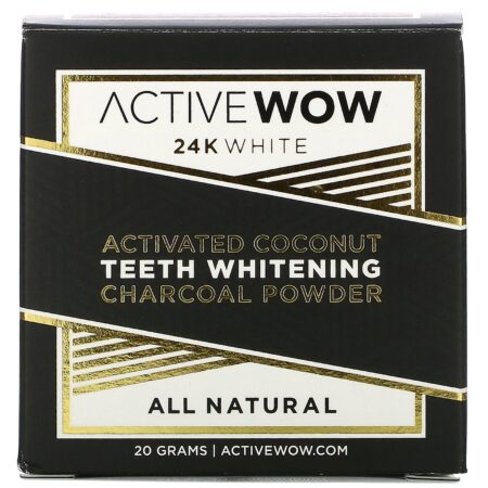 Active Wow, 24K White, All Natural Teeth Whitening Charcoal Powder, Activated Coconut, 20 g - Image 2