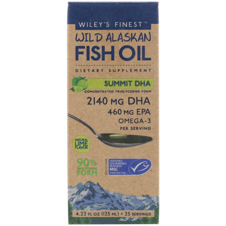 Wiley's Finest, Óleo de Peixe Selvagem do Alasca, Summit DHA, Sabor Natural de Limão, 4,23 fl oz (125 ml)