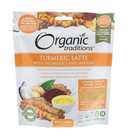 Organic Traditions, Latte de Cúrcuma com Probióticos e Açafrão, 5,3 oz (150 g)