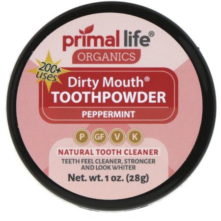 Primal Life Organics, Pó Dental Dirty Mouth, Hortelã, 28 g