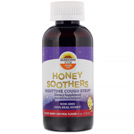 Sundown Naturals Kids, Honey Soothers, Xarope Noturno para Tosse, Frutas Vermelhas, 118 ml (4 oz)