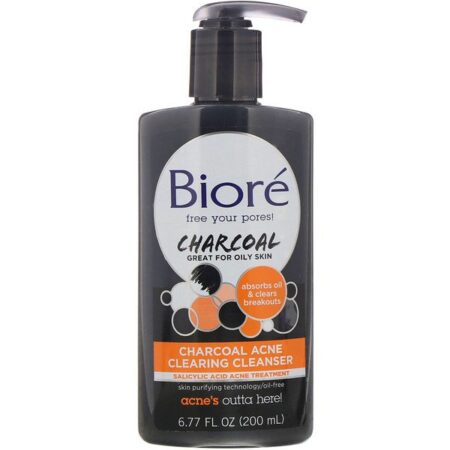 Biore, Limpador clareador para acne com carvão vegetal, 6,77 fl oz (200 ml)