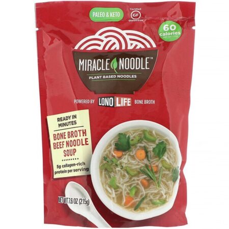 Miracle Noodle, Bone Broth Noodle Soup, Carne Bovina, 215 g (7,6 oz)