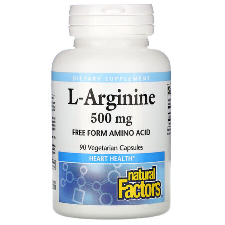 Natural Factors, L-Arginine, 500 mg, 90 Vegetarian Capsules