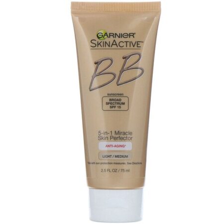 Garnier, SkinActive, Creme BB aperfeiçoador da pele milagroso 5 em 1, Antienvelhecimento, Claro/Médio, 75 ml