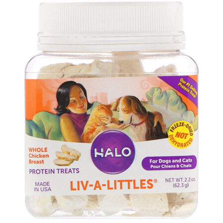 Halo, Liv-A-Littles, Petiscos Proteicos, Peito de Frango Inteiro, Para Cães e Gatos, 2,2 oz (62,3 g)