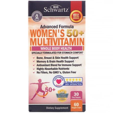 BioSchwartz, Fórmula Avançada de Multivitamínico para Mulheres Acima de 50 Anos, 60 Cápsulas Vegetais