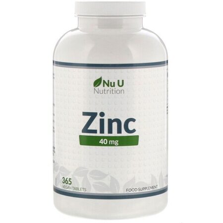 Nu U Nutrition, Zinco, 40 mg, 365 Comprimidos Veganos