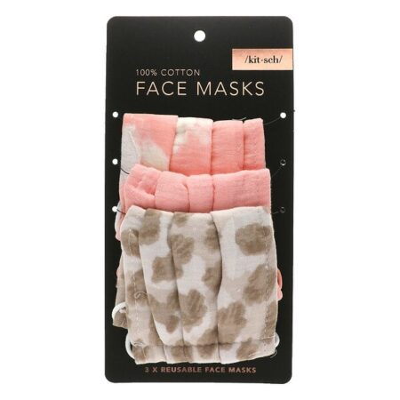 Kitsch, Máscaras Faciais Reutilizáveis 100% Algodão, Blush, 3 Unidades