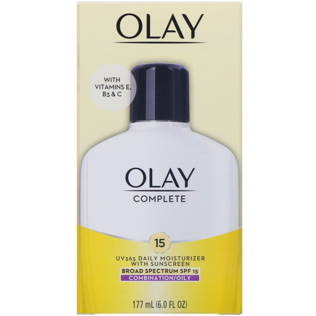 Olay, Complete, Hidratante diário UV365 com protetor solar, FPS 15, Pele oleosa, 177 ml (6 oz) - Imagem 2
