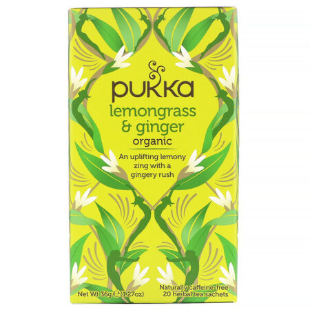 Pukka Herbs, Citronela Orgânica e Gengibre, Sem Cafeína, 20 Saquinhos de Chá de Ervas, 1,27 oz (36 g)