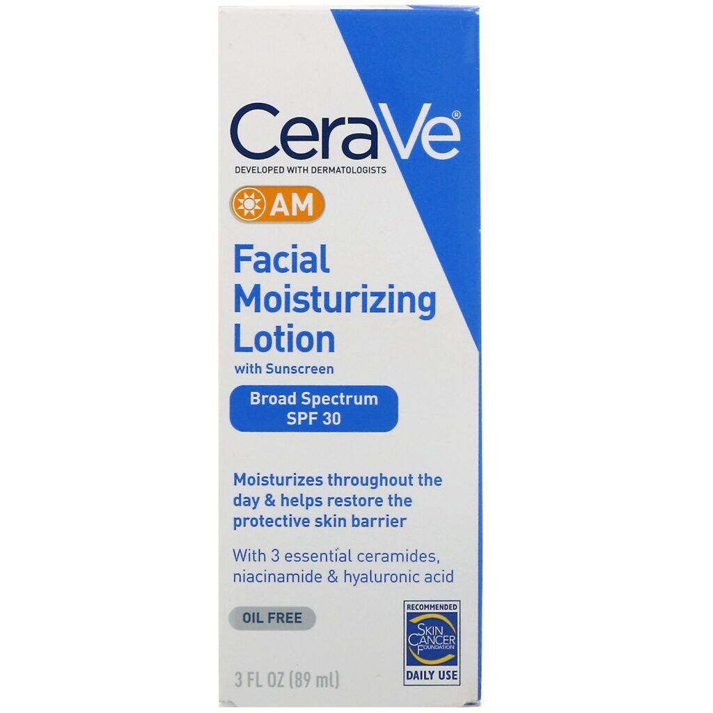 CeraVe, AM, Loção Hidratante Facial com Protetor Solar, FPS 30, 89 ml (3 fl oz) - Imagem 2