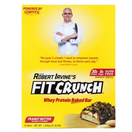 FITCRUNCH, Whey Protein Baked Bar, Peanut Butter, 12 Bars, 3.10 oz (88 g) Each - Image 2