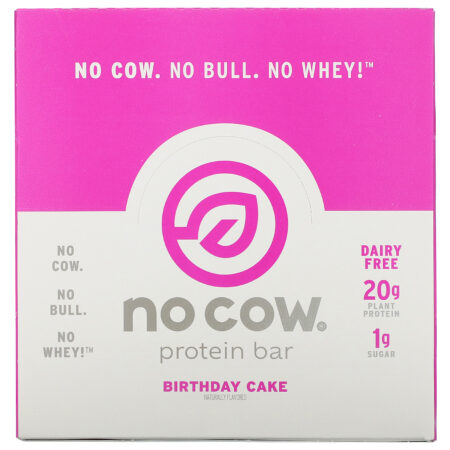 No Cow, Protein Bar, Birthday Cake, 12 Bars, 2.12 oz (60 g) Each - Image 2