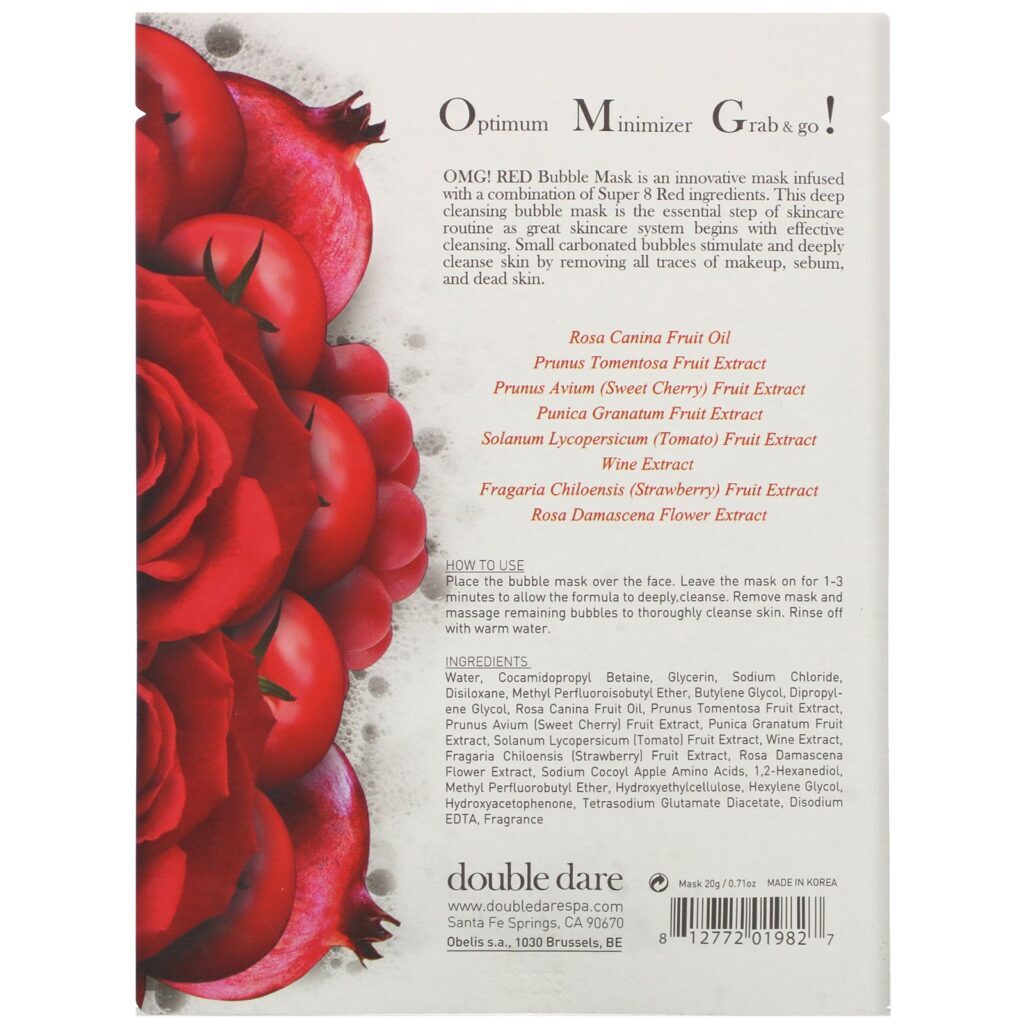Double Dare, OMG!, Red Bubble Mask, 1 Sheet, 0.71 oz (20 g) - Imagem 2