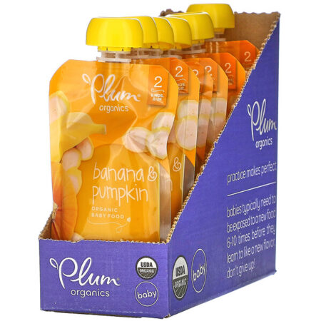 Plum Organics, Organic Baby Food, 6 Months & Up, Banana & Pumpkin, 6 Pouches, 4 oz (113 g) Each