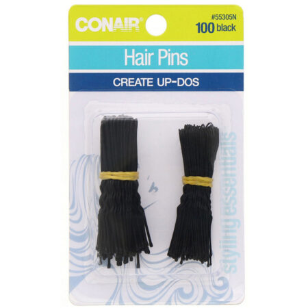 Conair, Grampos para cabelo, crie penteados presos, preto, 100 peças