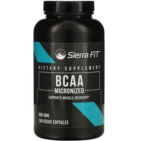 Sierra Fit, BCAA Micronizado, Aminoácidos de Cadeia Ramificada, 1.000 mg por Dose, 240 Cápsulas Vegetais