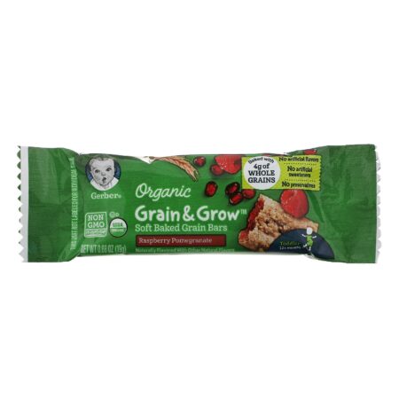 Gerber, Organic, Grain & Grow, Soft Baked Grain Bars, 12+ Months, Raspberry Pomegranate, 8 Individually Wrapped Bars - Image 3