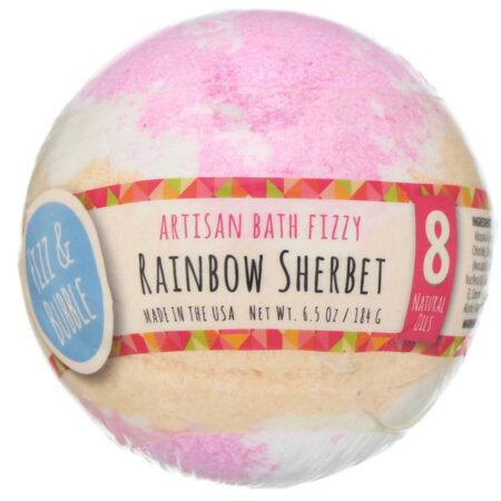 Fizz & Bubble, Esfera efervescente artesanal, Rainbow Sherbet, 6,5 oz (184 g)