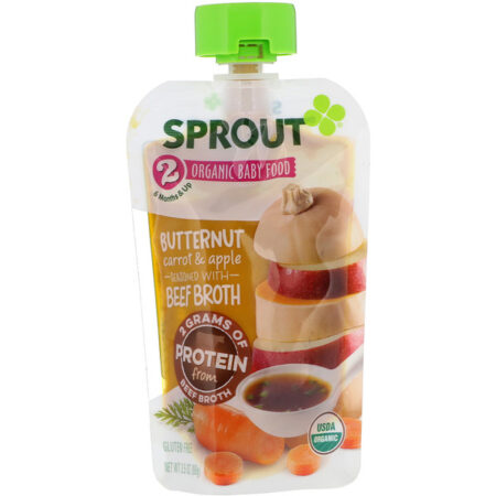 Sprout Organic, Comida para Bebê, Fase 2, Cenoura e Maça, 3,5 oz (99 g)