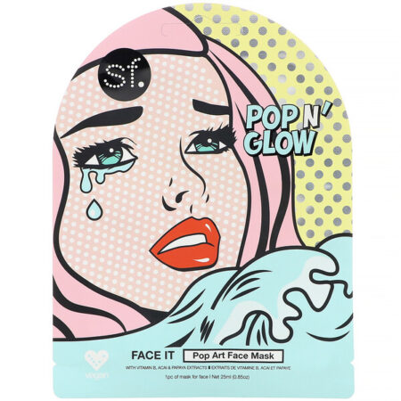 SFGlow, POP n' Glow, Face It, Máscara Facial Pop Art, 1 Unidade, 25 ml (0,85 oz)