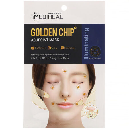 Mediheal, Máscara de Acuponto com Chip Dourado, 1 Unidade, 25 ml (0,84 fl oz)