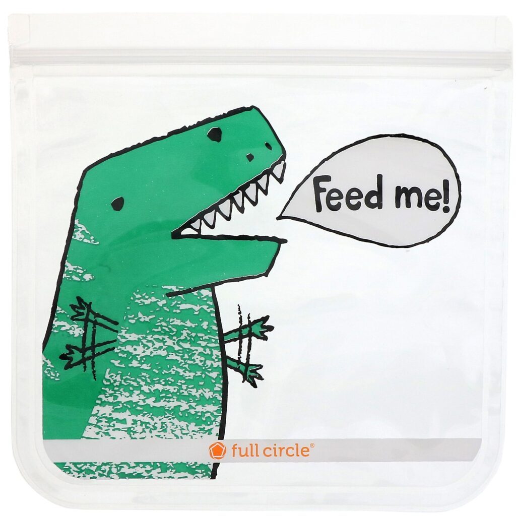 Full Circle, ZipTuck, Sacos Reutilizáveis para Sanduíches, Dinossauro, 2 Sacos - Imagem 3