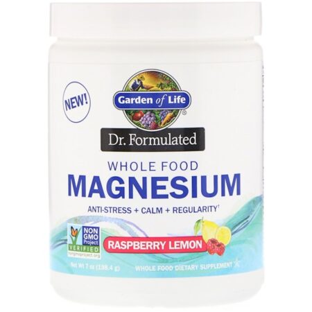 Garden of Life, Dr. Formulated, Magnésio de Alimento Integral em Pó, Framboesa e Limão, 198,4 g