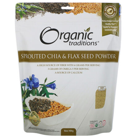 Organic Traditions, Sprouted Chia & Flax Seed Powder, 16 oz (454 g)