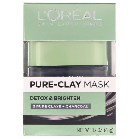 L'Oreal, Máscara de argila Pure-Clay, Detox & Brighten, 3 tipos de argila + carvão vegetal, 48 g - Image 2