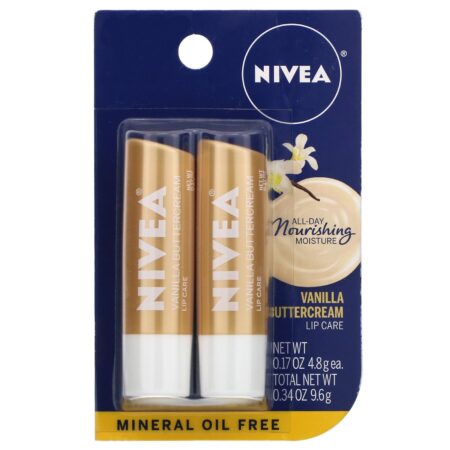 Nivea, Lip Care, Vanilla Buttercream, 2 Pack, 0.17 oz (4.8 g) Each - Image 2