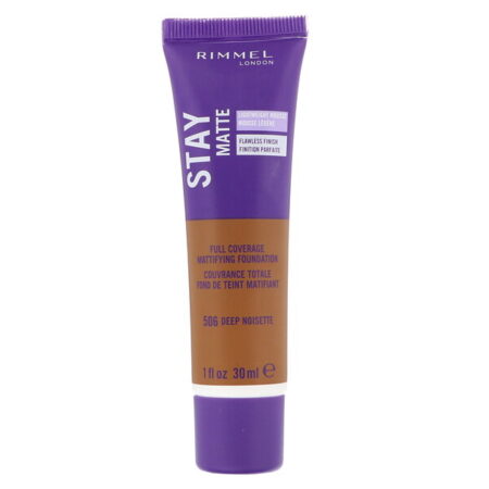 Rimmel London, Base matificante de cobertura total Stay Matte, 506 Deep Noisette, 30 ml